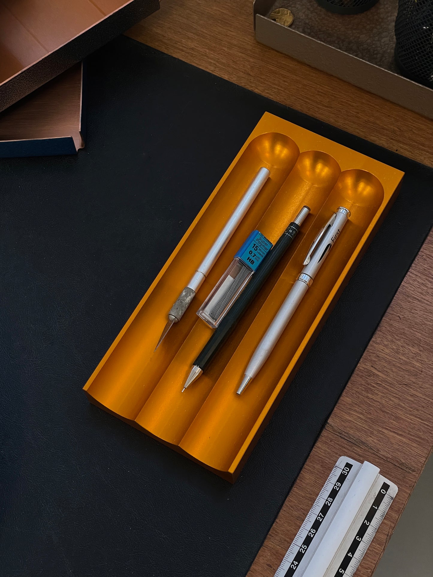 Flute pencil tray orange